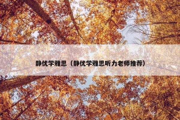 静优学雅思（静优学雅思听力老师推荐）