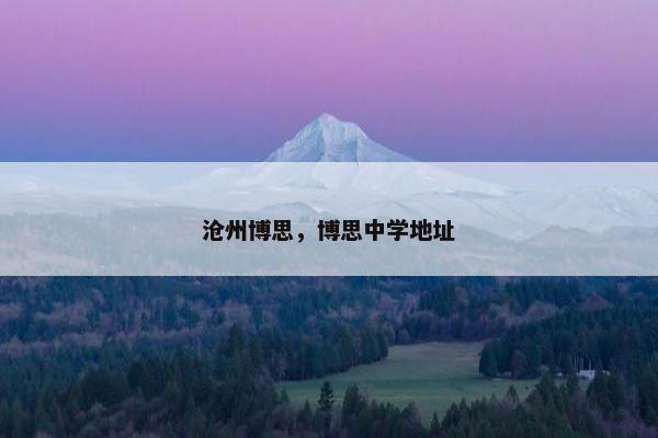 沧州博思，博思中学地址