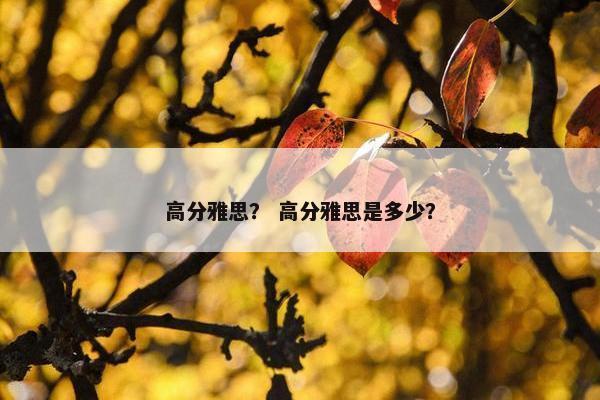高分雅思？ 高分雅思是多少？