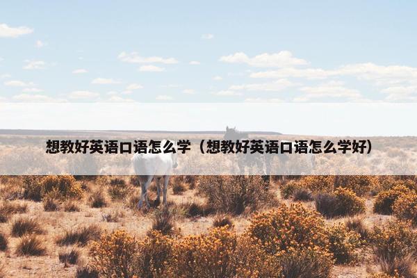想教好英语口语怎么学（想教好英语口语怎么学好）