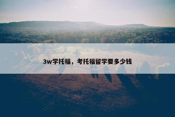 3w学托福，考托福留学要多少钱