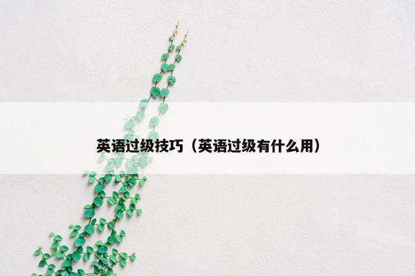 英语过级技巧（英语过级有什么用）