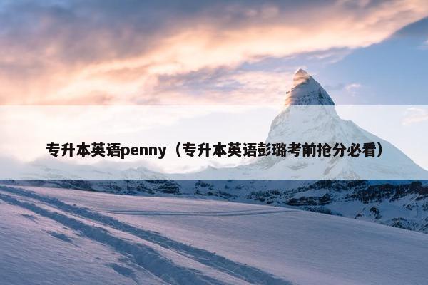 专升本英语penny（专升本英语彭璐考前抢分必看）