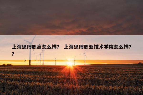 上海思博职高怎么样？ 上海思博职业技术学院怎么样?？