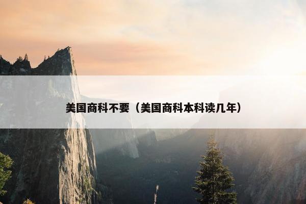 美国商科不要（美国商科本科读几年）