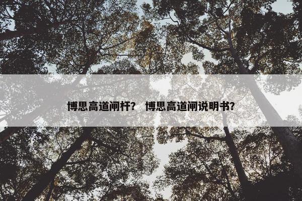 博思高道闸杆？ 博思高道闸说明书？