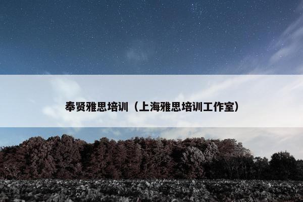 奉贤雅思培训（上海雅思培训工作室）
