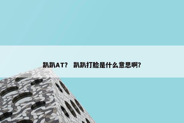 趴趴AT？ 趴趴打脸是什么意思啊？