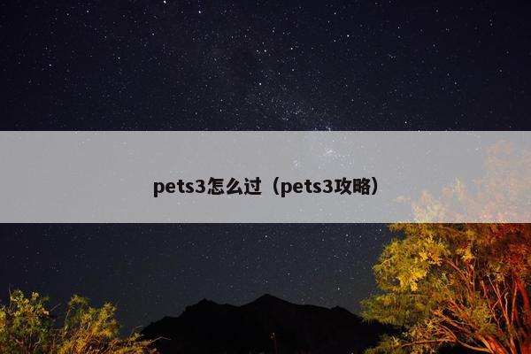 pets3怎么过（pets3攻略）