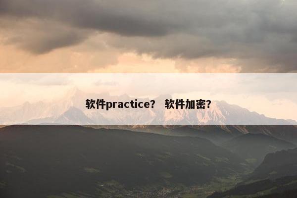 软件practice？ 软件加密？
