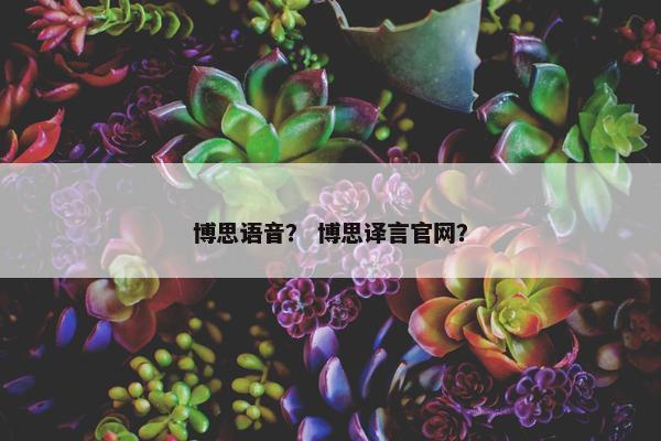 博思语音？ 博思译言官网？