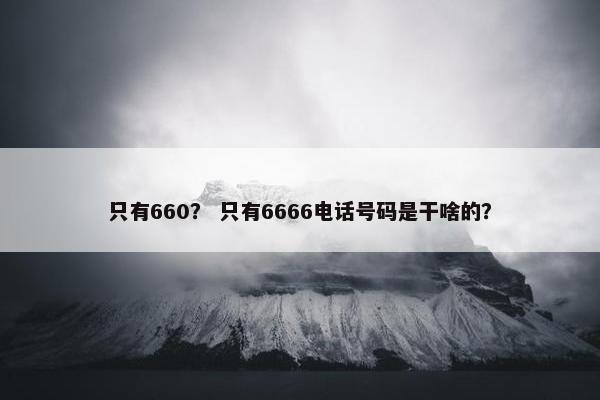 只有660？ 只有6666电话号码是干啥的？