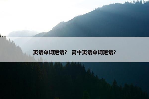 英语单词短语？ 高中英语单词短语？