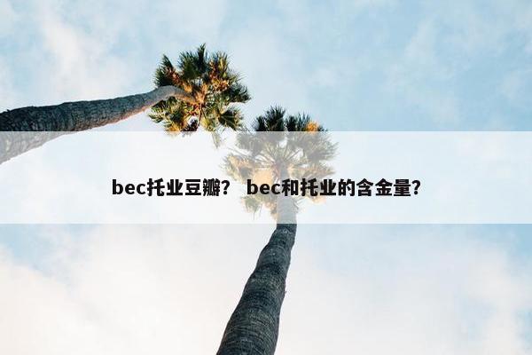 bec托业豆瓣？ bec和托业的含金量？
