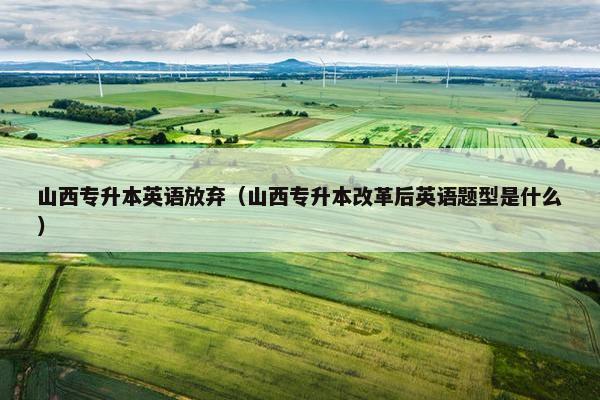 山西专升本英语放弃（山西专升本改革后英语题型是什么）