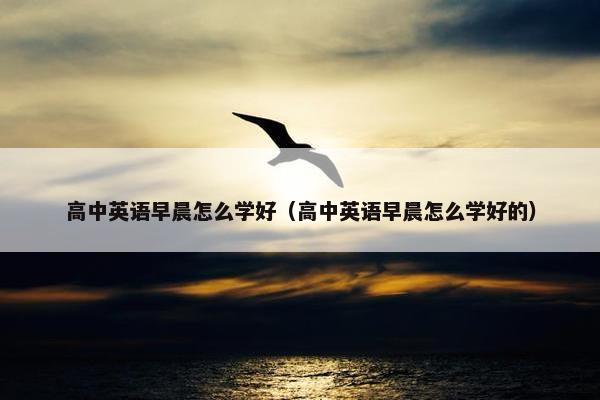 高中英语早晨怎么学好（高中英语早晨怎么学好的）