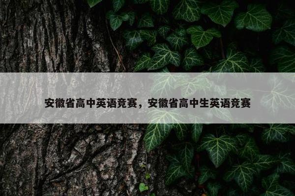 安徽省高中英语竞赛，安徽省高中生英语竞赛