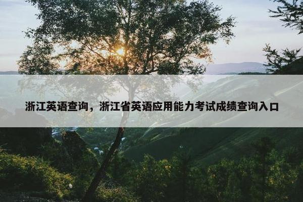 浙江英语查询，浙江省英语应用能力考试成绩查询入口