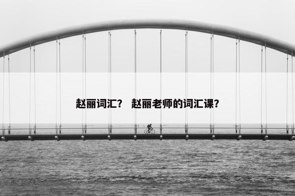 赵丽词汇？ 赵丽老师的词汇课？