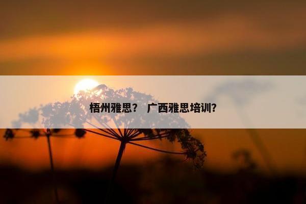 梧州雅思？ 广西雅思培训？