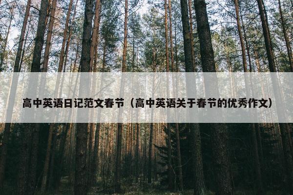 高中英语日记范文春节（高中英语关于春节的优秀作文）