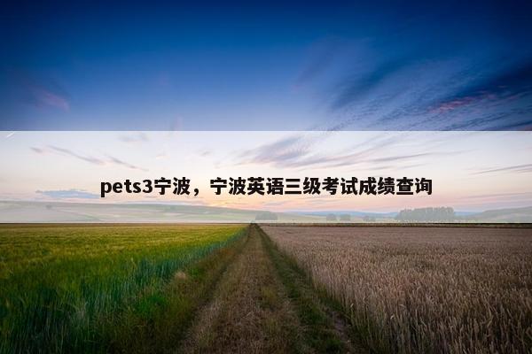 pets3宁波，宁波英语三级考试成绩查询