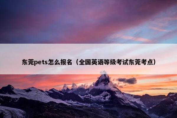 东莞pets怎么报名（全国英语等级考试东莞考点）