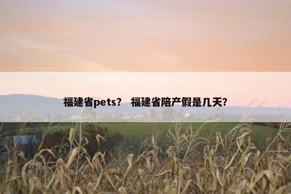 福建省pets？ 福建省陪产假是几天？