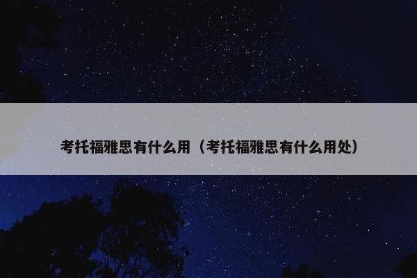 考托福雅思有什么用（考托福雅思有什么用处）