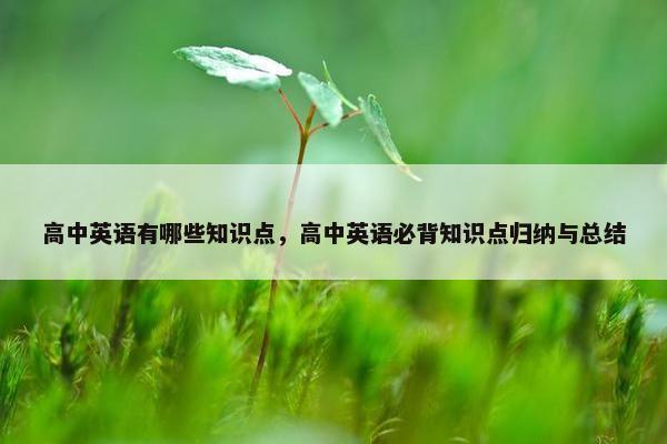 高中英语有哪些知识点，高中英语必背知识点归纳与总结
