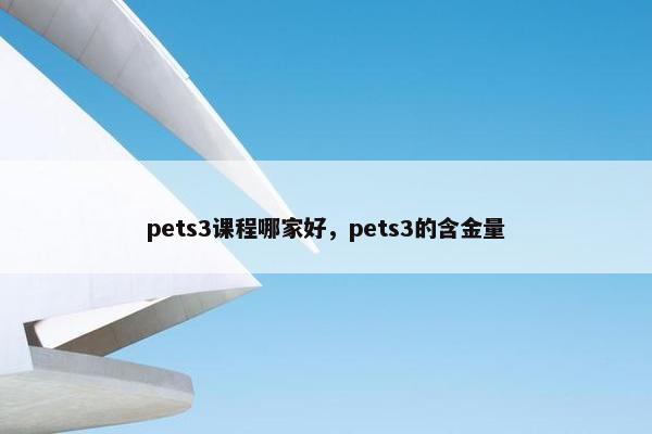 pets3课程哪家好，pets3的含金量