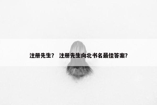 注册先生？ 注册先生向北书名最佳答案？