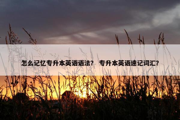 怎么记忆专升本英语语法？ 专升本英语速记词汇？