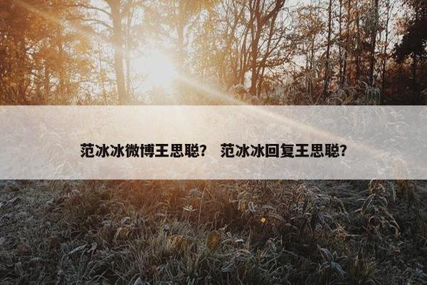 范冰冰微博王思聪？ 范冰冰回复王思聪？