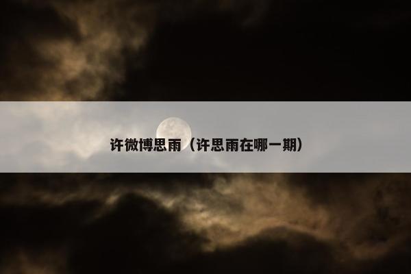 许微博思雨（许思雨在哪一期）