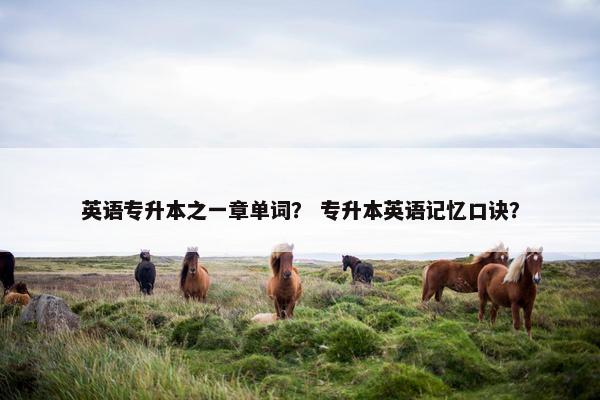英语专升本之一章单词？ 专升本英语记忆口诀？