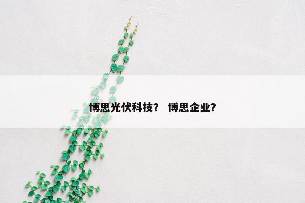 博思光伏科技？ 博思企业？
