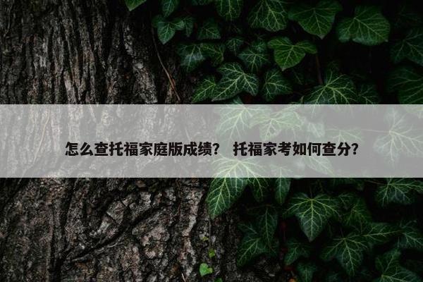怎么查托福家庭版成绩？ 托福家考如何查分？