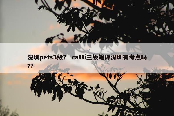 深圳pets3级？ catti三级笔译深圳有考点吗?？
