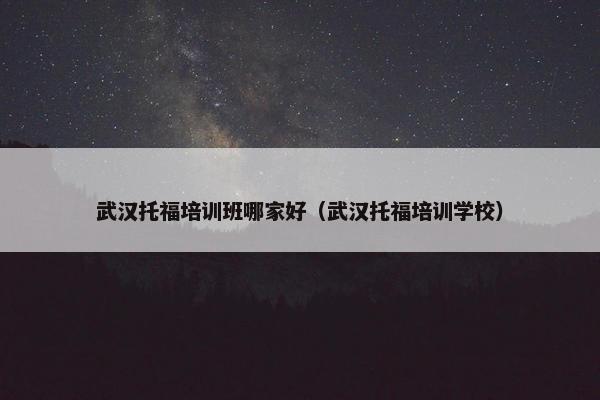 武汉托福培训班哪家好（武汉托福培训学校）
