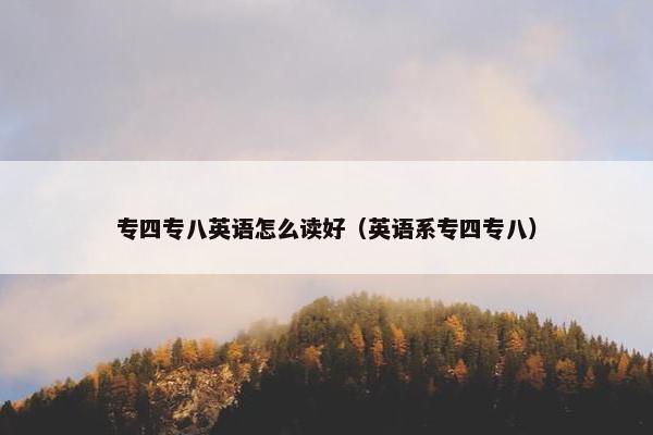 专四专八英语怎么读好（英语系专四专八）