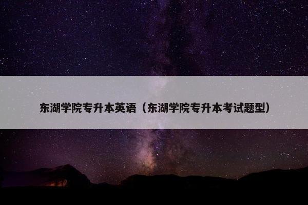 东湖学院专升本英语（东湖学院专升本考试题型）