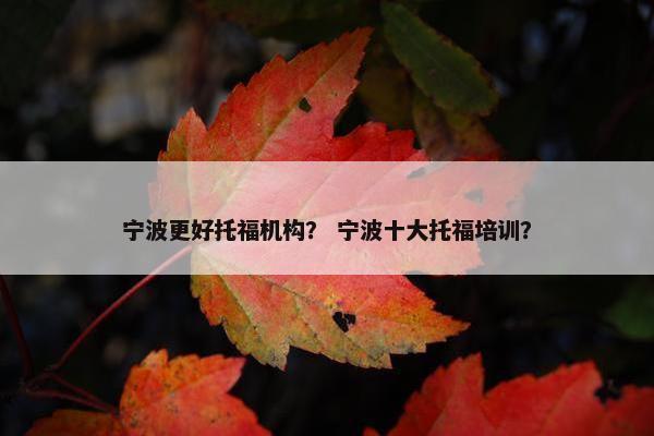 宁波更好托福机构？ 宁波十大托福培训？