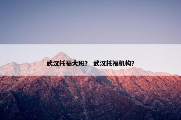 武汉托福大班？ 武汉托福机构？