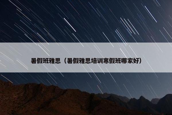 暑假班雅思（暑假雅思培训寒假班哪家好）