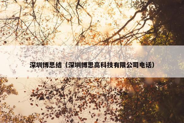 深圳博思结（深圳博思高科技有限公司电话）