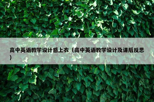 高中英语教学设计感上衣（高中英语教学设计及课后反思）