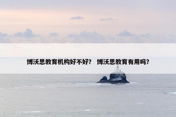 博沃思教育机构好不好？ 博沃思教育有用吗？
