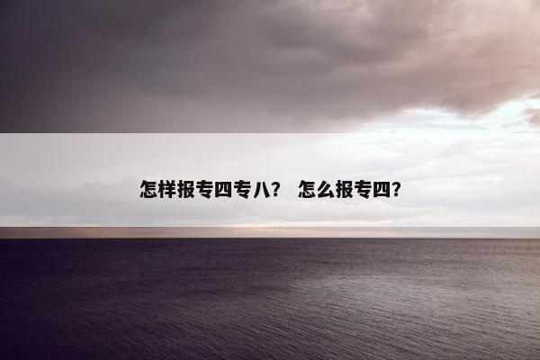 怎样报专四专八? 怎么报专四?