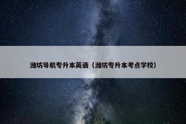 潍坊导航专升本英语(潍坊专升本考点学校)
